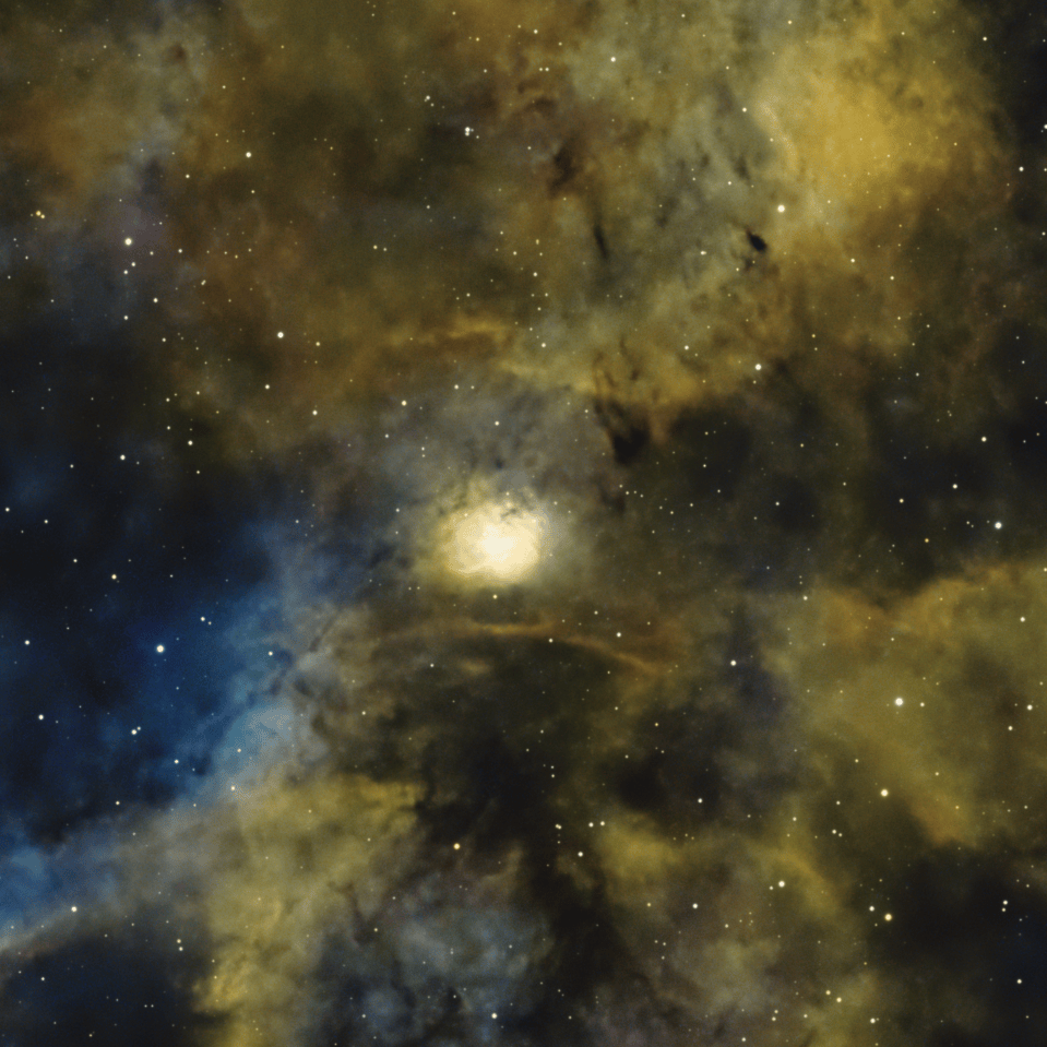 A colorful nebula filled with stars and swirling gases in space.